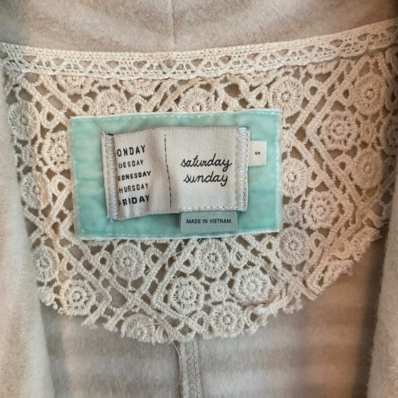 Anthropologie Saturday Sunday Elise Fringed open cardigan Small - Picture 6 of 7